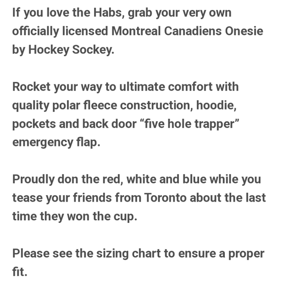 Hockey Sockey Montreal Canadiens  Unisex Onesie Large - Picture 10 of 11